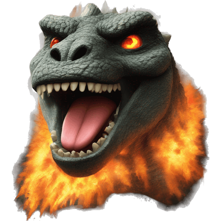 Godzilla burning down a house emoji