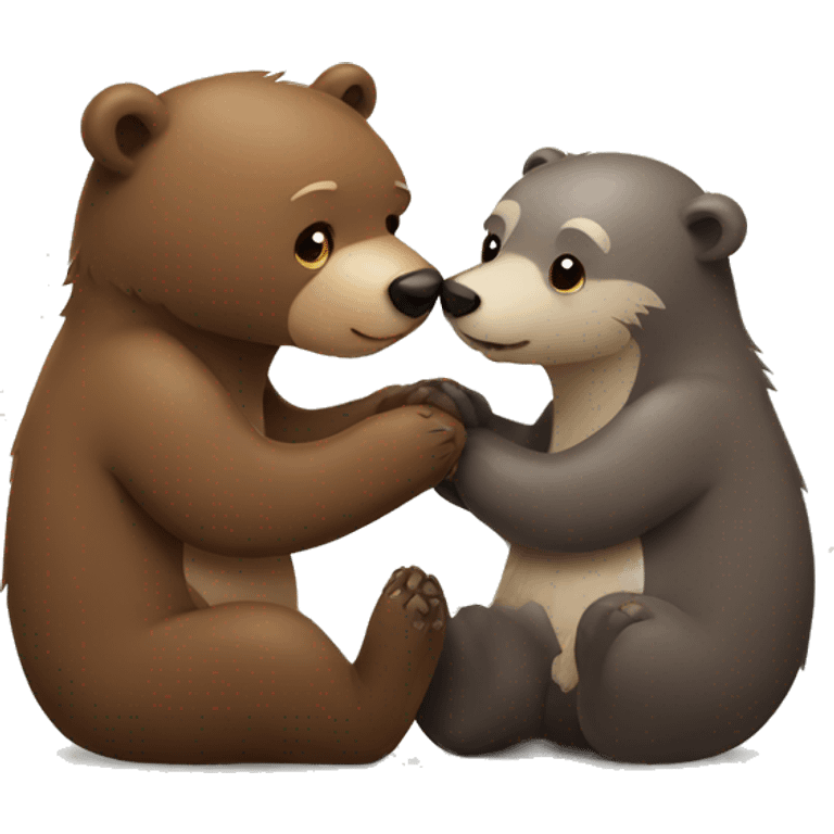 bear and otter in love emoji