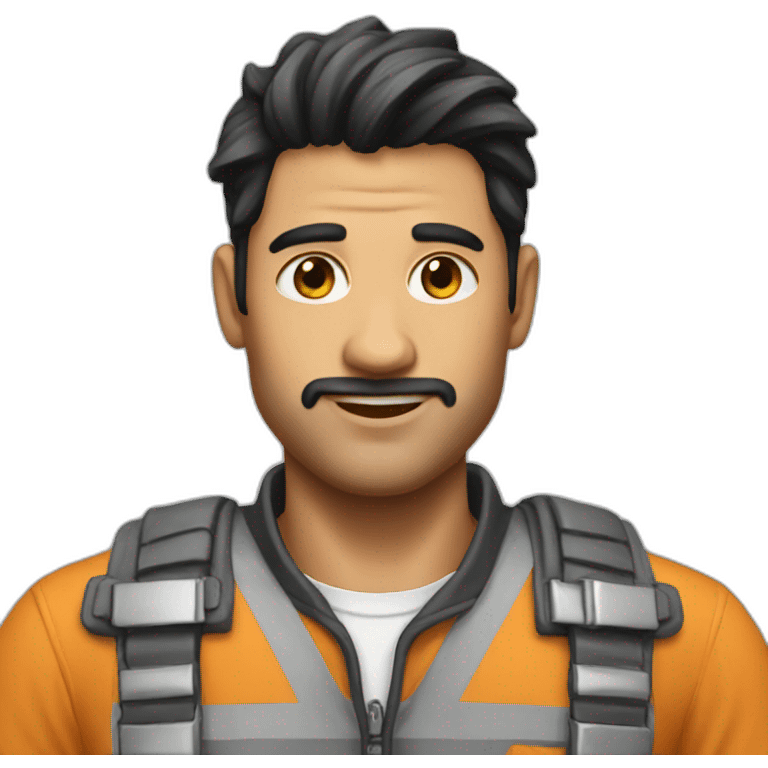 Make a realistic builder with black hairs emoji