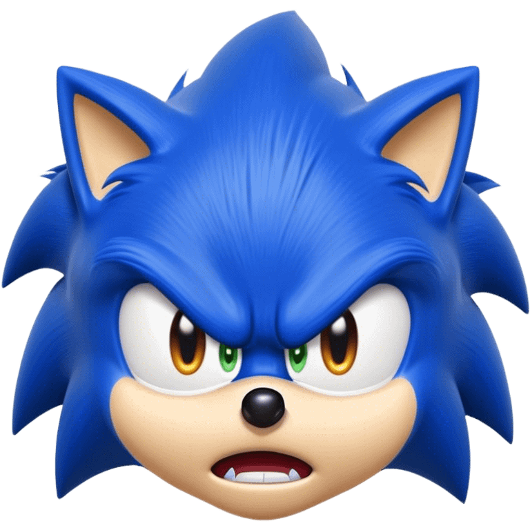 Sonic with an angry face emoji