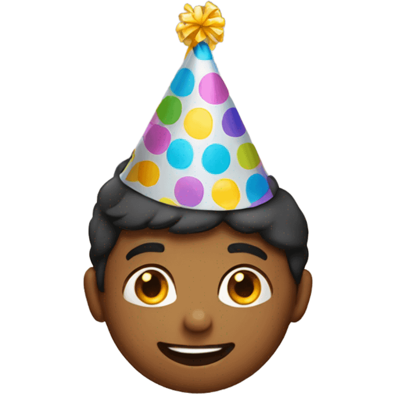 Boy wearing birthday hat emoji