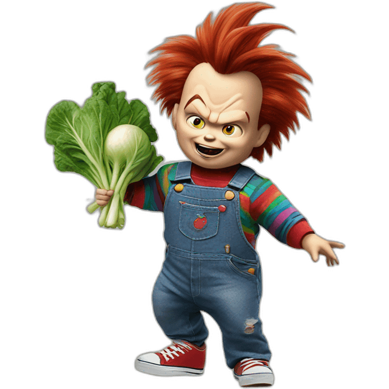 Chucky dancing with turnip emoji