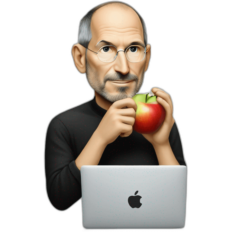 steve jobs eating an apple logo emoji