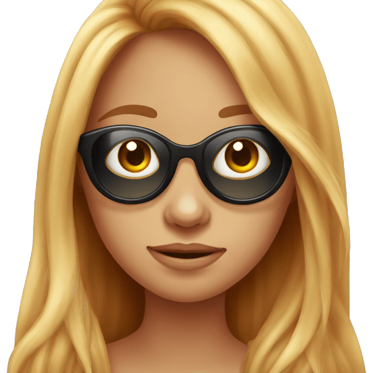 Red long hair girl  having fun with sunglases emoji