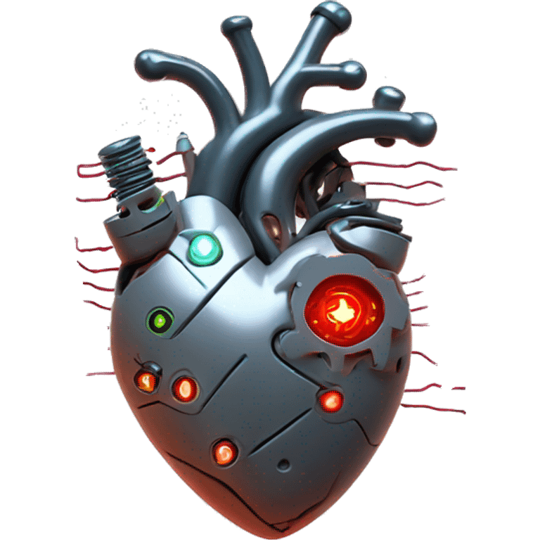 Cyborg anatomical heart with circuits emoji