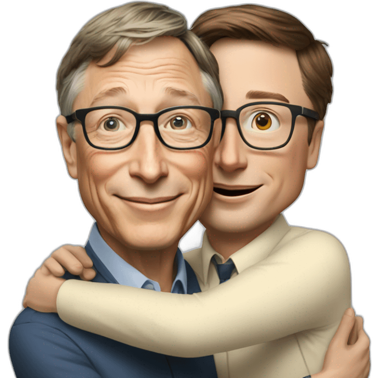 Bill Gates and Elon Musk hugging emoji