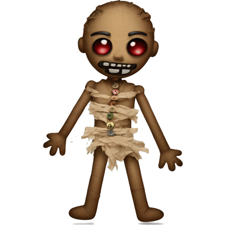 Voodoo doll with buttons for eyes emoji