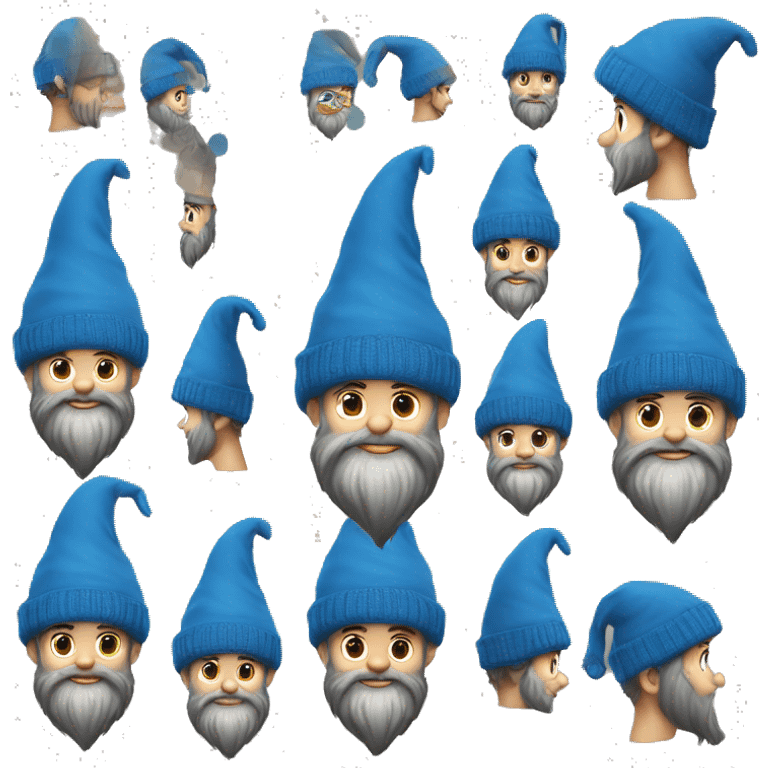 gnome with blue woolen hat, short dark beard. YOUNG emoji