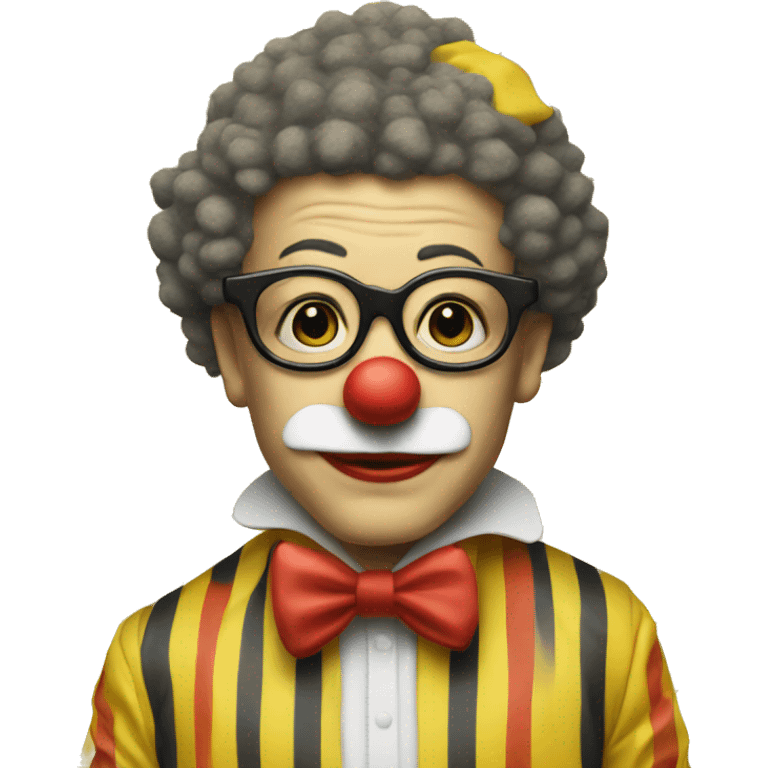 a clown with glasses yellow and stripe yellow emoji