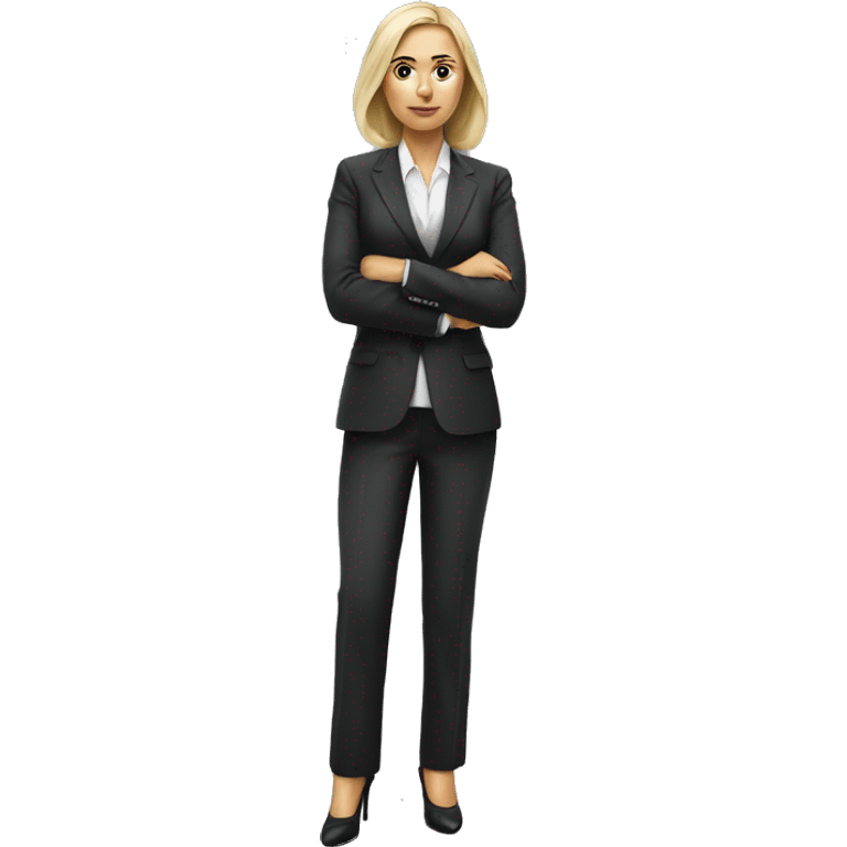 Russian woman full length in suit photorealistic serious emoji