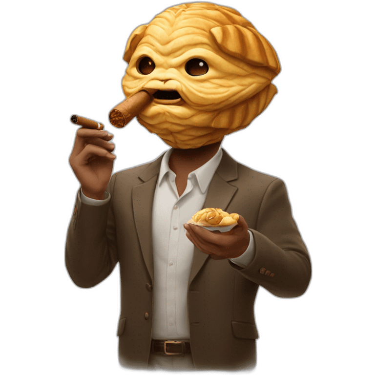 man with a taiyaki head smoking a cigar  emoji