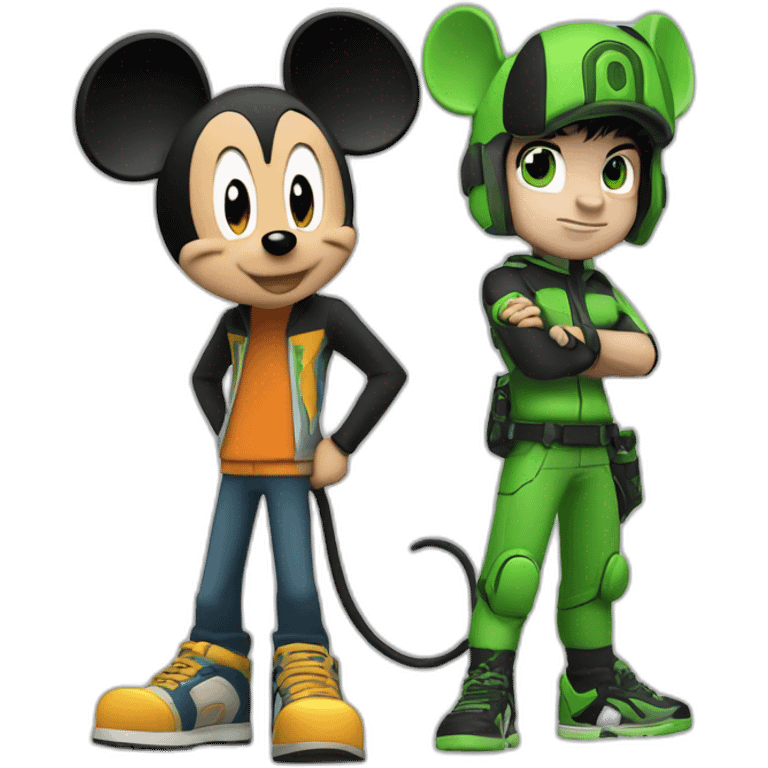 Mikey mouse with ben 10 emoji