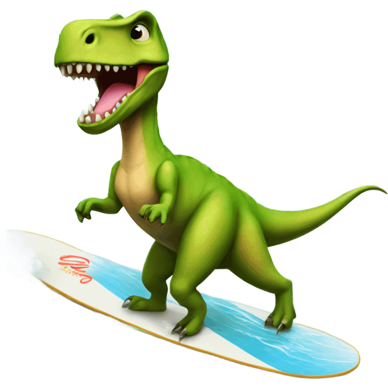 Dinosaur wearing a tutu and surf boarding  emoji