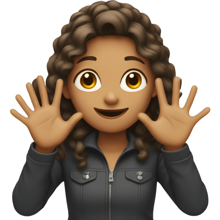 girl with hands up emoji