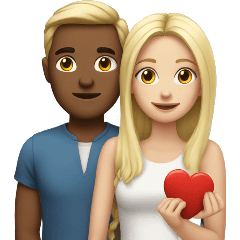 couple with heart, blond girl and a brow man emoji