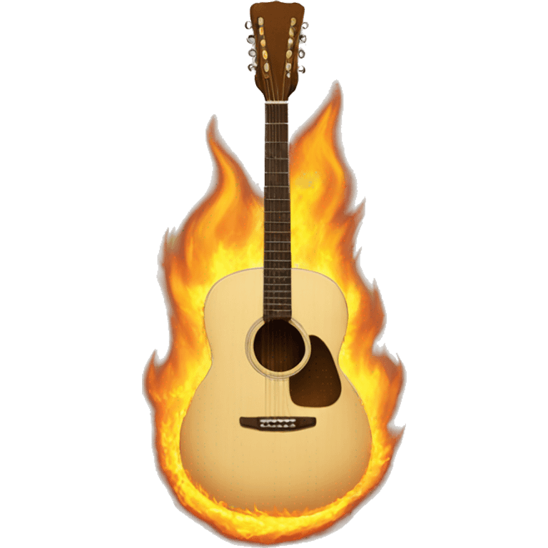 beige acoustic guitar burning emoji