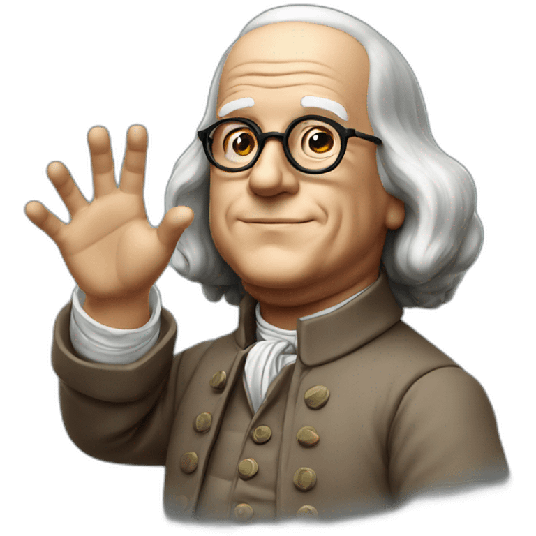 benjamin franklin with an arm up closed realistic emoji