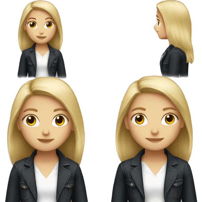 Blond girl in blue jeans and black blazer emoji