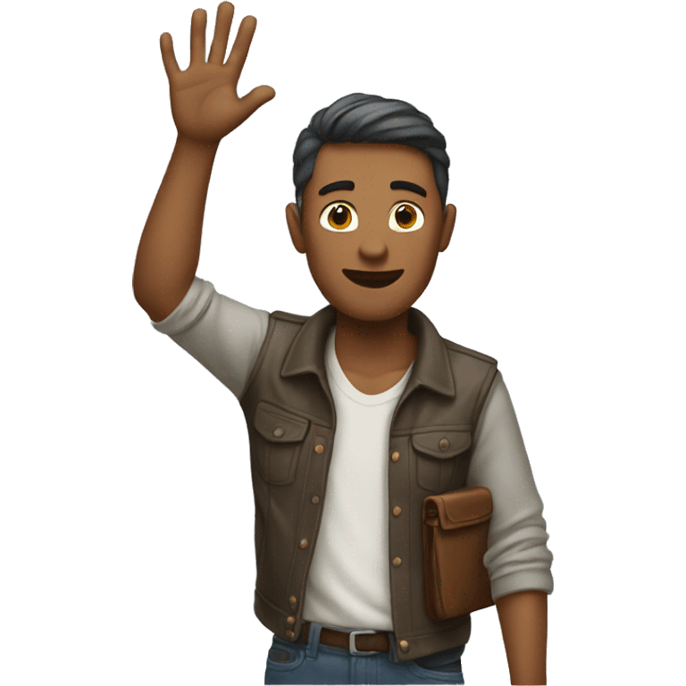 a guy with hand in the air emoji