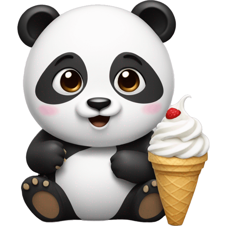 Panda eating ice cream emoji