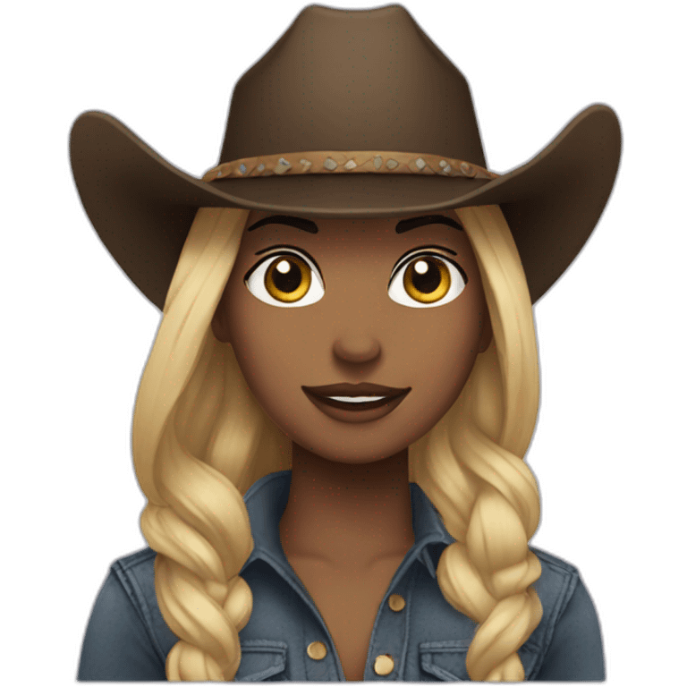 face cowgirl straight black hair emoji