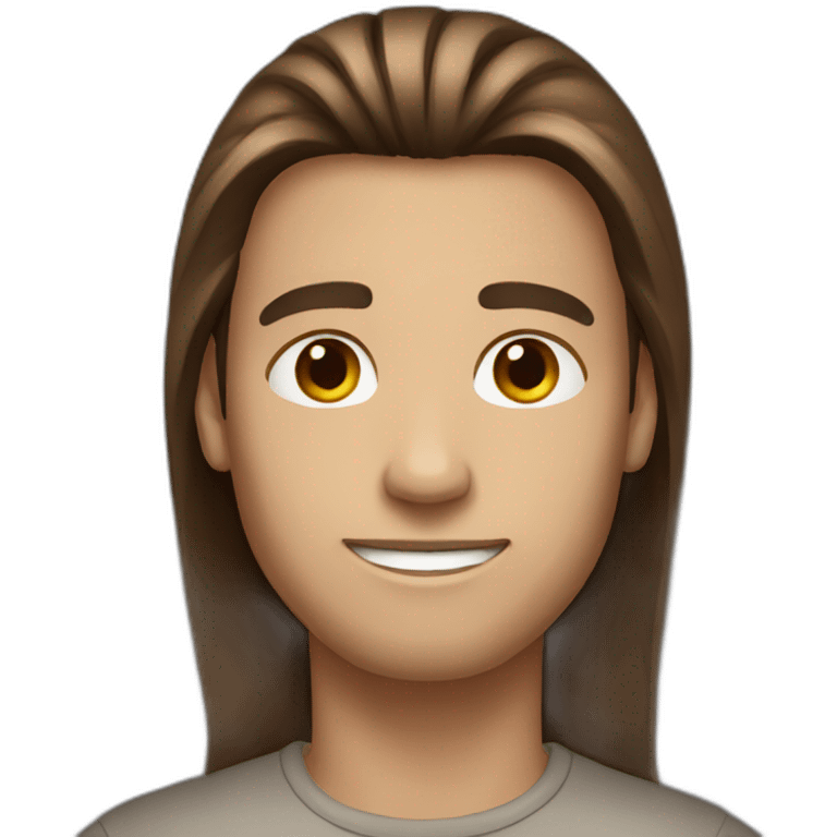 Straight Long brown hair male emoji