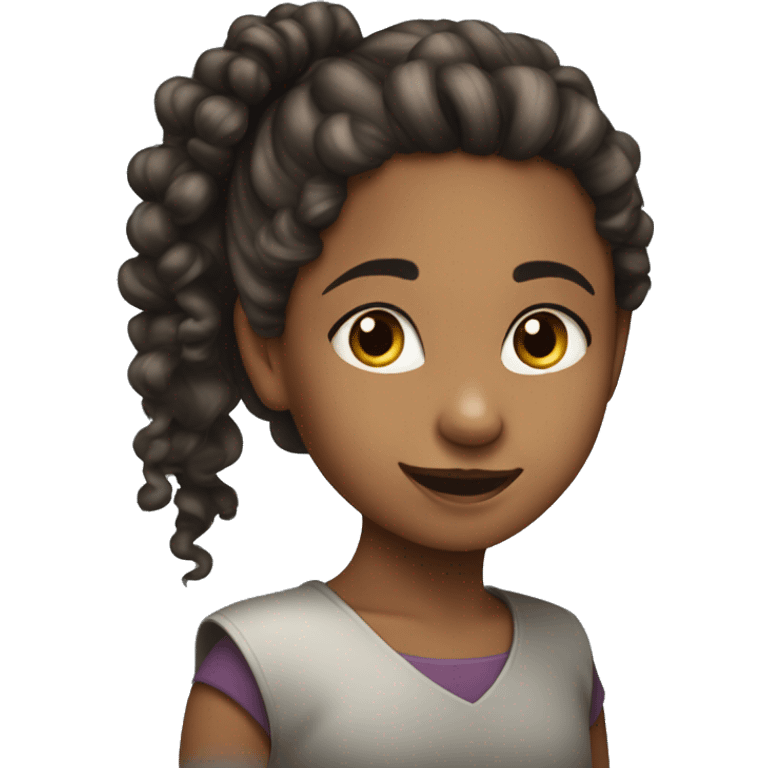 A 7 year old Arabian girl with a pony tail and curly hair. emoji