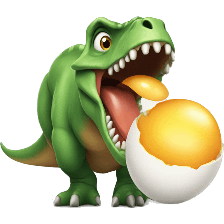 Dinosaur eating egg emoji