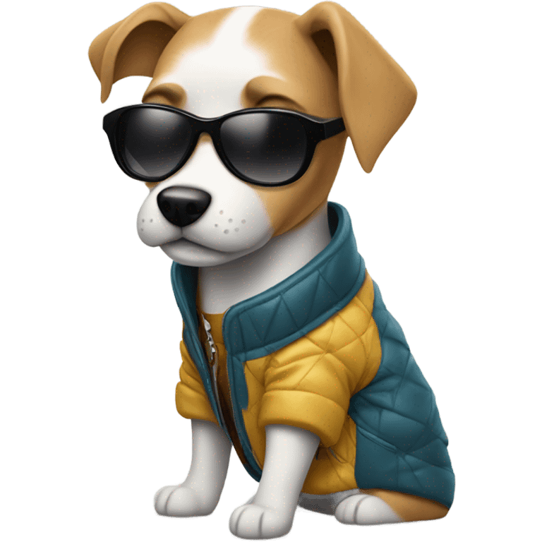 Dog with jacket and sunglasses  emoji