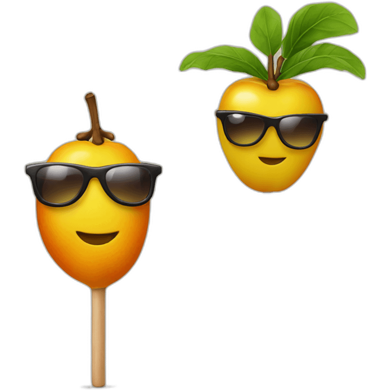 date fruit with sunglasses and stick emoji