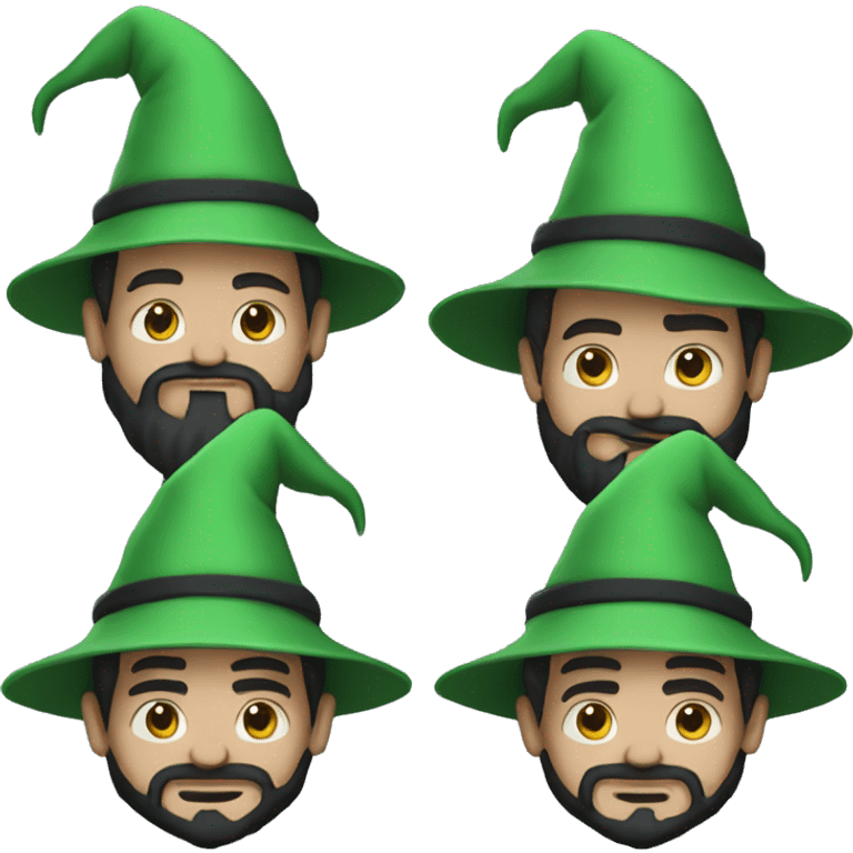 Wizard with green hat and black beard emoji