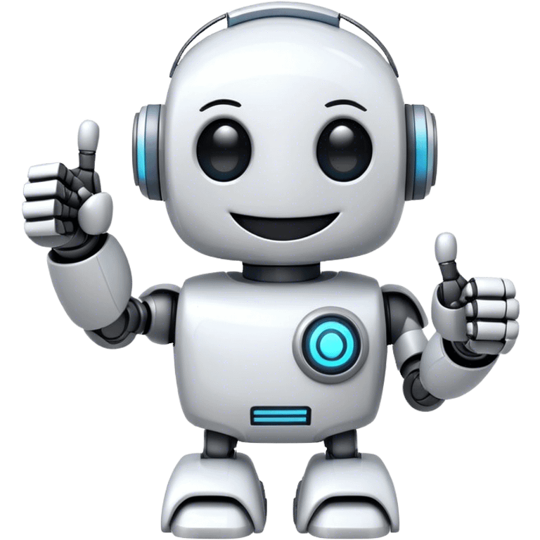 portal-style cute robot with a big smile, giving a big thumbs-up emoji