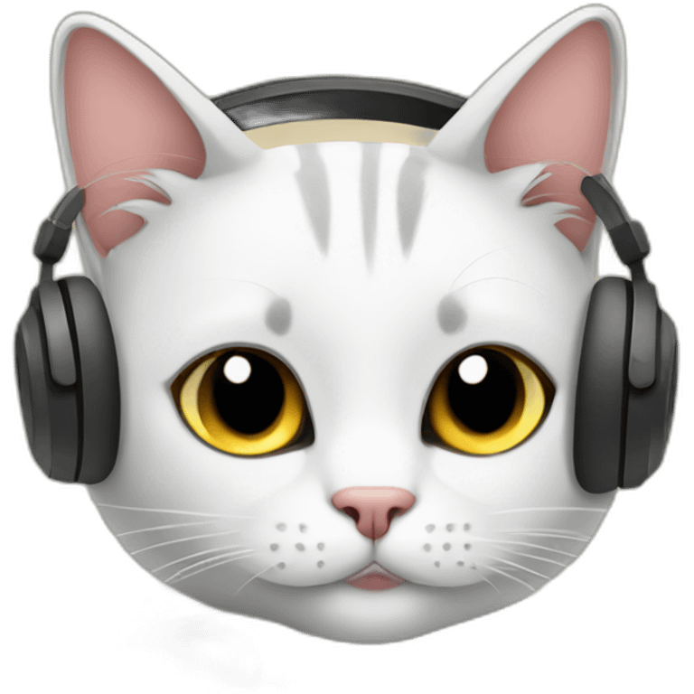 Cat with headphones on laptop emoji