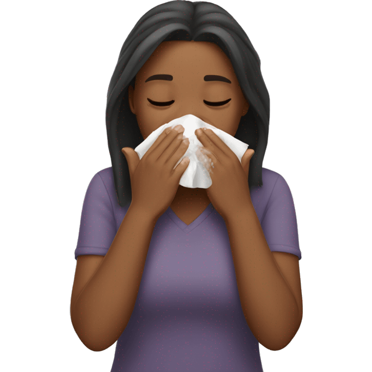 girl sneezing into her hands, no tissue, just into her bare hands emoji