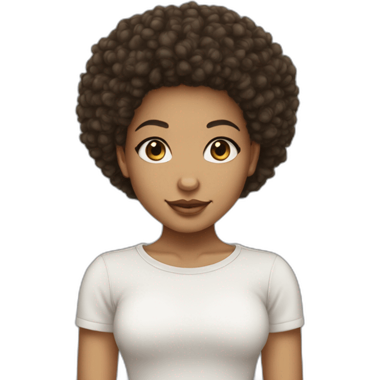 light skin girl afro hair nose piercing emoji