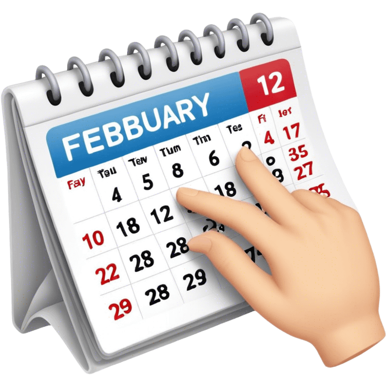 Flipping the calendar of February emoji