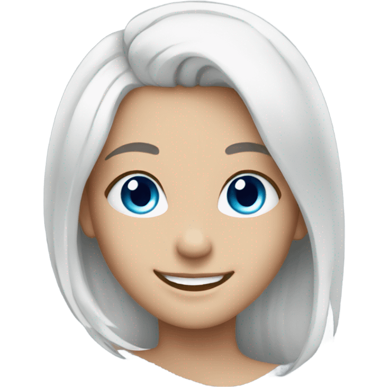 smiling girl with white hair blue eyes emoji