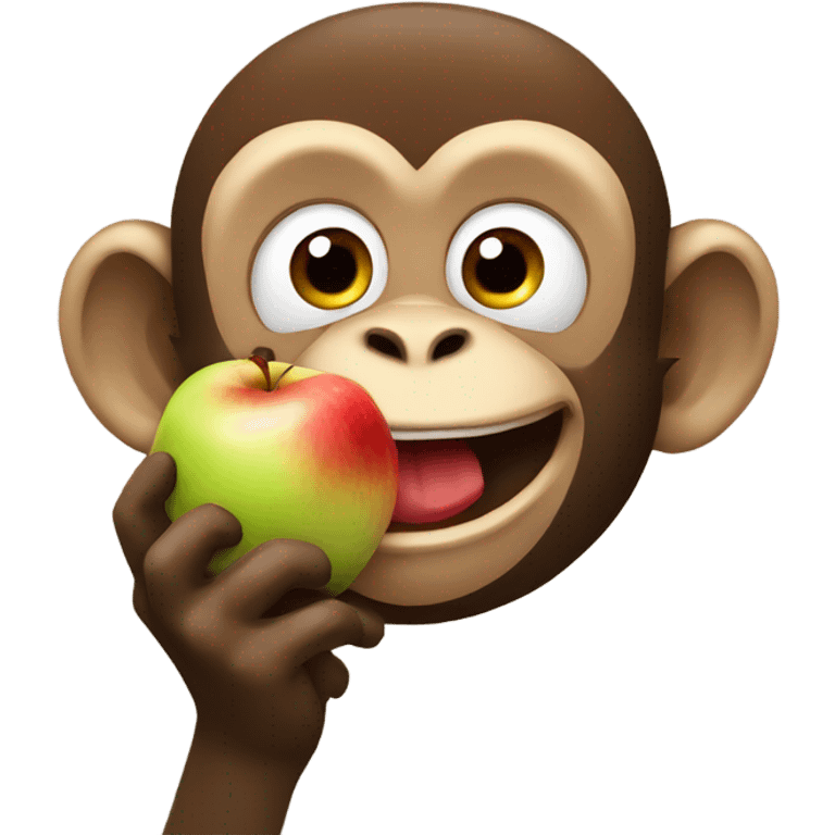 Happy monkey eating apple emoji