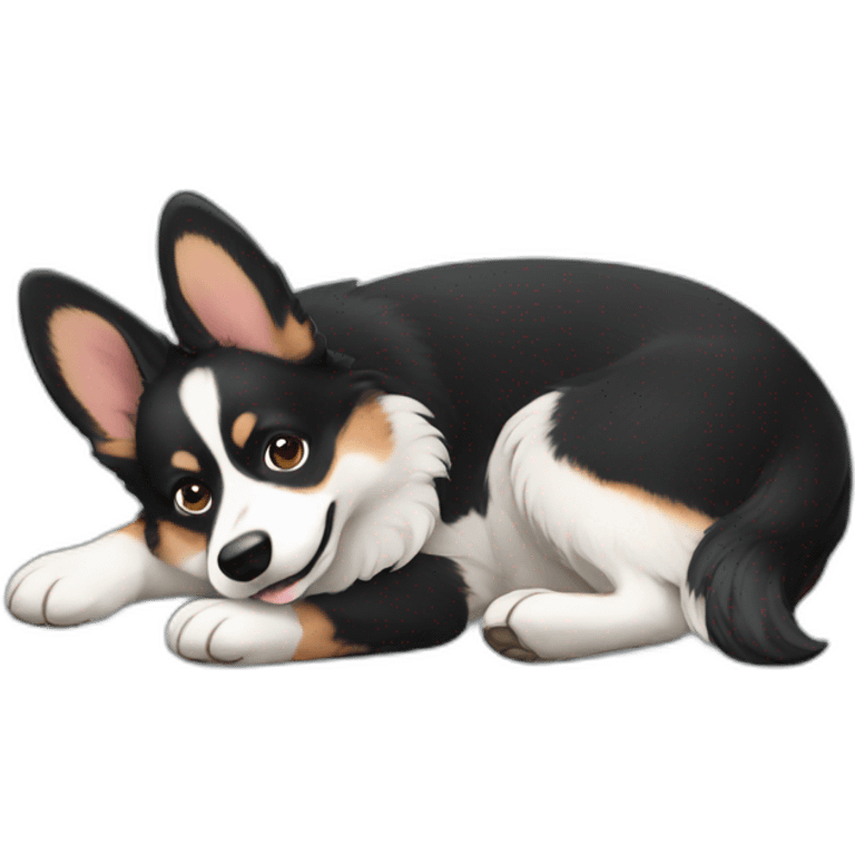 black corgi lying emoji