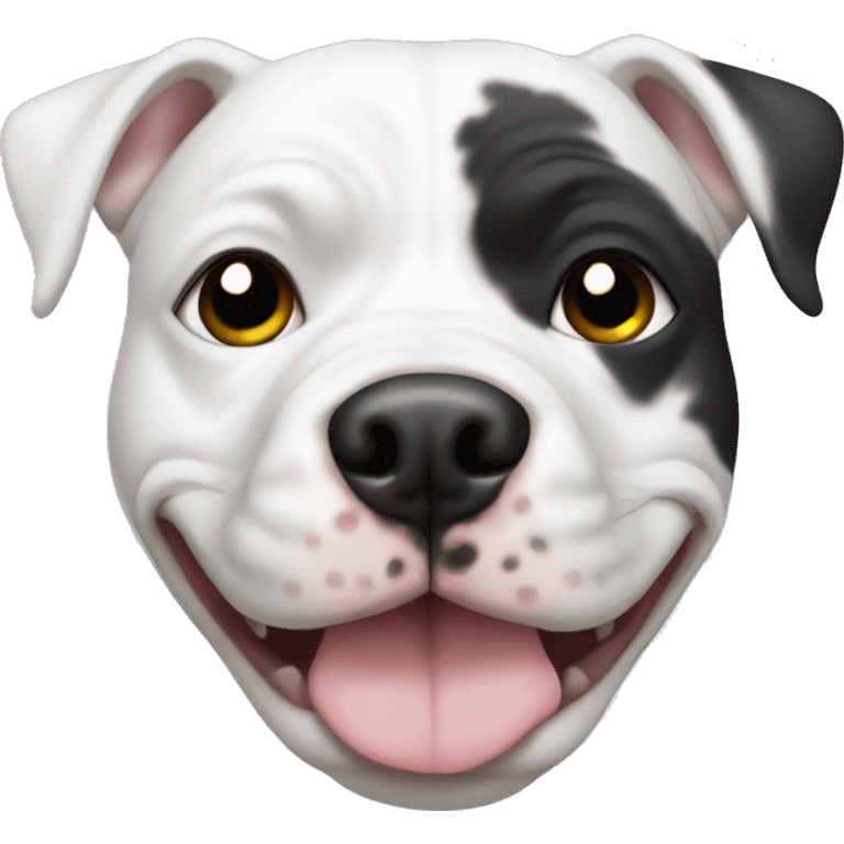 White pitbull with black spot over eye emoji