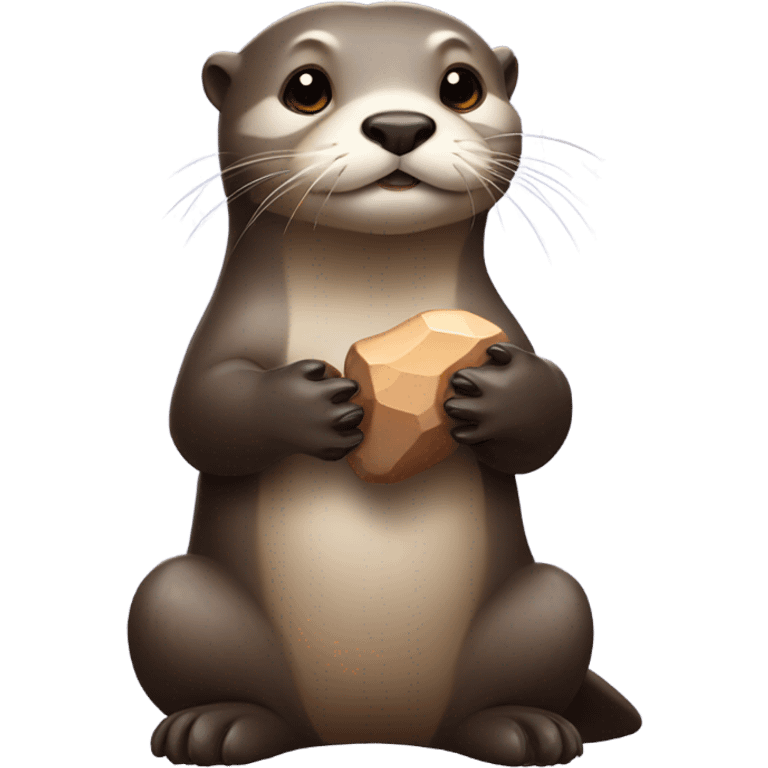 Otter with stone in paws emoji