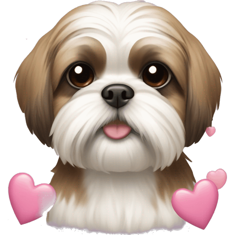 Shihtzu with hearts in her face emoji