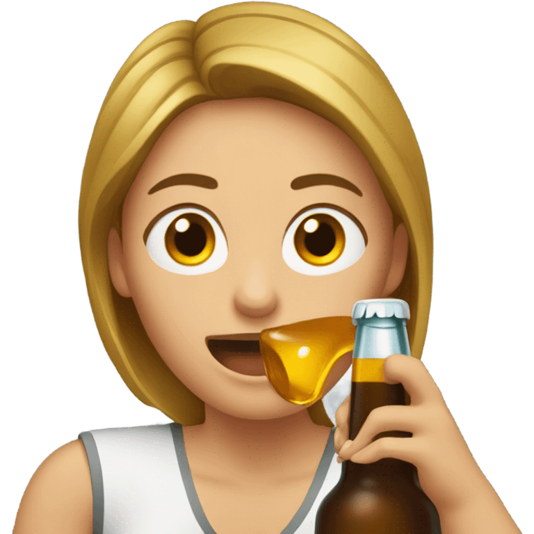 Woman pouring beer into mouth emoji