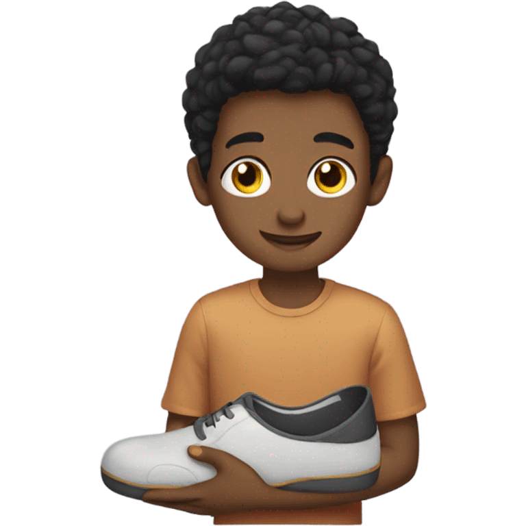 Boy holding a slipper emoji