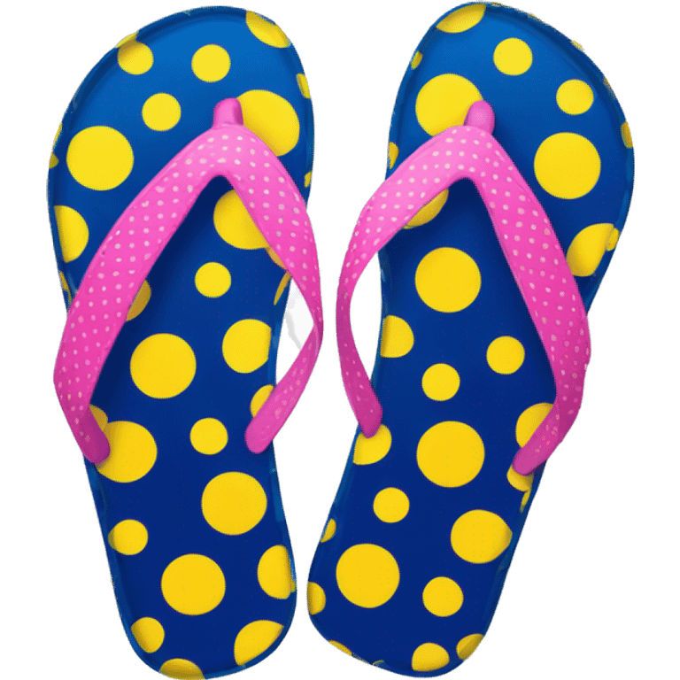 Realistic pair of polka dot summer flip flops isolated. emoji