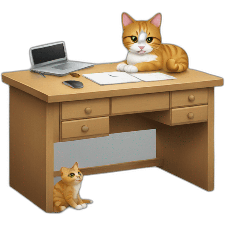 desk with cat emoji