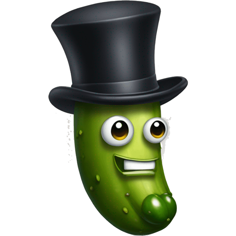 Pickle with a top hat emoji