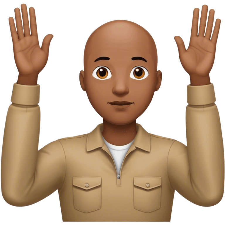 Bald black man with hands up  emoji