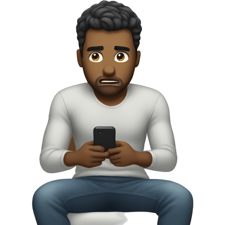 Guy sitting on bed with phone angry emoji