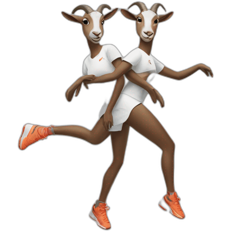 Two Dancing girl goats in Nike sportswear emoji